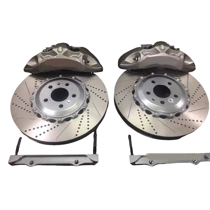 Customized Gray Akebono 8N Brake Caliper Kit 6 Pot 6 Piston Rear Wheel for Audi A3 A6 A4 A7 S7 RS3 with 8N Blue Rotor
